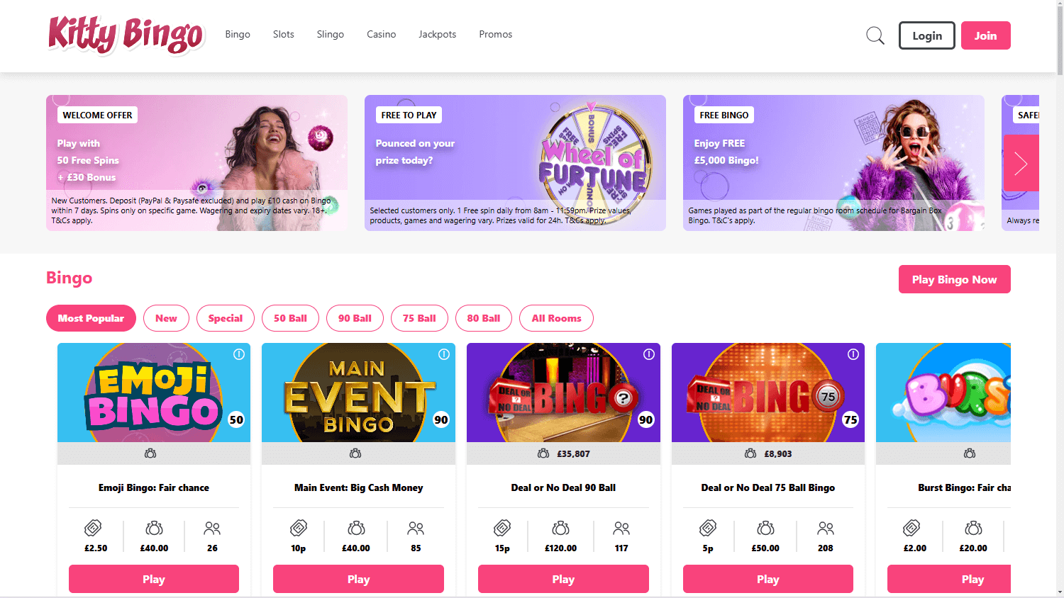 Kitty Bingo Casino Desktop screenshot